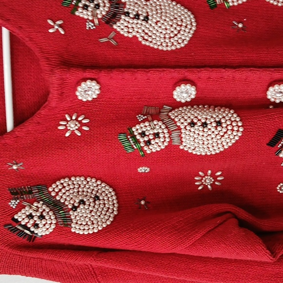 Vintage Victoria Jones Christmas Snowman Beaded Sweater Womens Medium - Picture 4 of 7